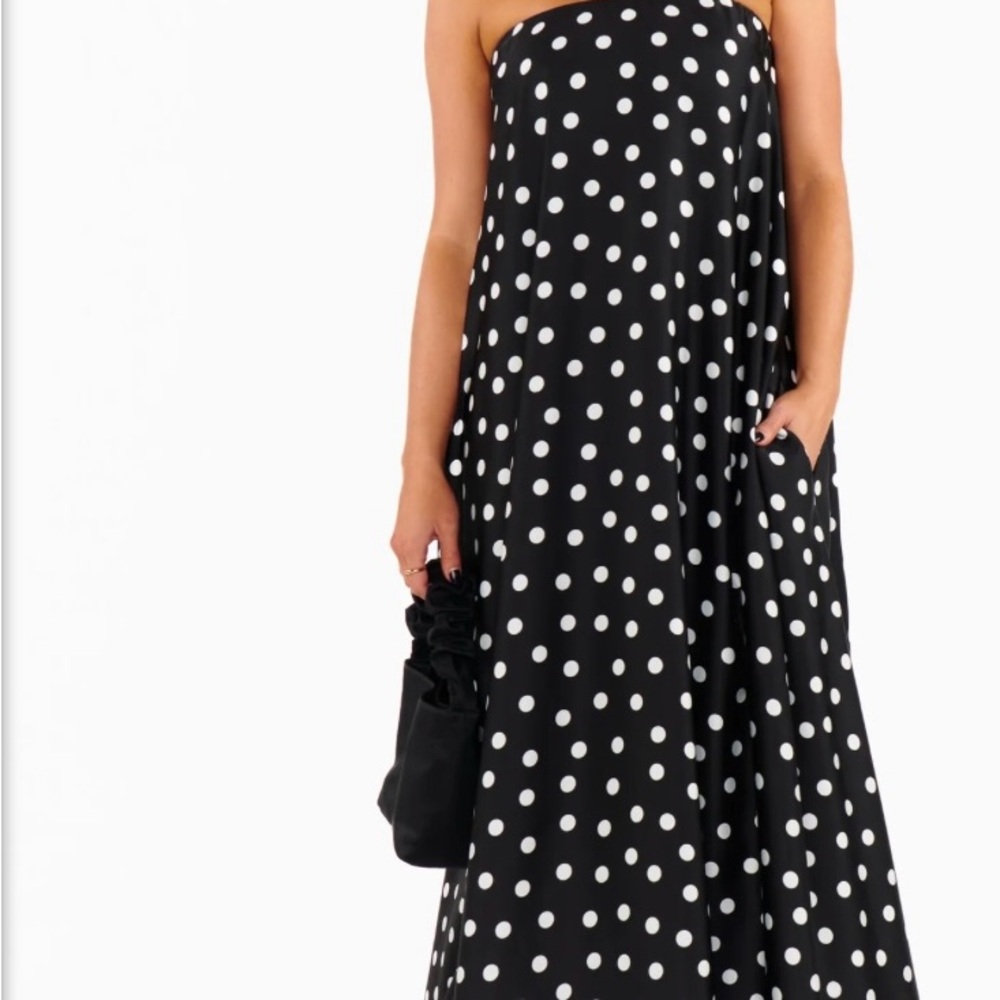 Show Me Your MuMu Black Strapless Polka Dot Maxi Dress - Picture 2 of 2